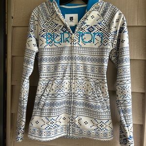 Burton fleece lined hoodie jacket. Aqua fleece Sz S